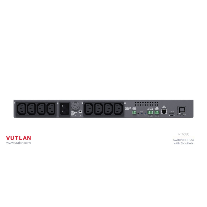 VT608 Switched PDU with sensor monitoring | Vutlan.com