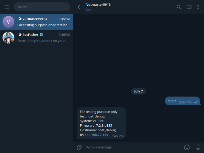 New: Telegram notifications